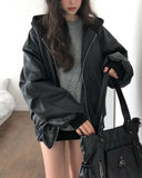 Meto Leather Hood Flight Jacket