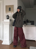 Peubit two-pin tuck banding cotton long wide pants