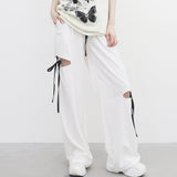 Pidyu Color Matching Side Slit Pants