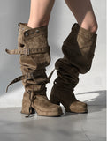 1171 Multiway Buckle Thigh High Boots (8cm)
