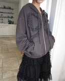 Binon Ribbon Frill Hood Zip-Up
