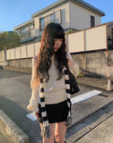 Kine Fringe Long Knit Muffler
