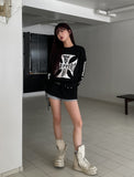 Coast Waffle Cross Lettering Long Sleeve