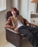 Laden Suede Knit Mix Crop Rider Jacket