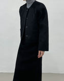 [Muffler set] Cien mohair no-collar short jacket