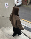 Doa suede lining fur half-neck zip-up jacket