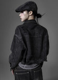 Grunge dark denim short jacket