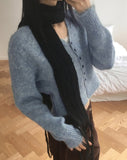 Moda year-end look cloud mel bokashi bean button wool knit cardigan