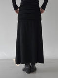 Shirring Sweat Layered Long Skirt