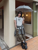 Bulky pintuck cargo Bermuda pants