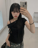 Fuse Ribbon Strap Off Shoulder T-Shirt