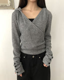 Jinu Sleeve Button Ribbed Wrap Hoodie