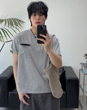 Tez diagonal Henley neck t-shirt