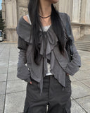 Ex Ribbon Ruffle Bolero Cardigan