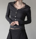 Folden Mesh Layered Collar Tee