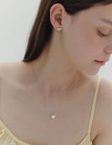 [Premium Plating] Essence AB(W) Pudding Heart Pave Necklace