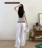 Daily Back Pocket Back Point Wide Cotton Pants