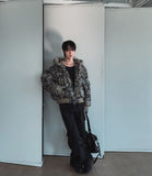 Ash camo fur crop padding