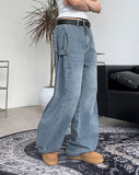 Denif Button Balloon Denim Pants
