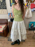Vito Shirring Punching Layered Color Sleeveless