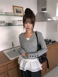 Hito Wrap Button Slim Hood Knit