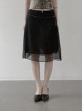 Sheer Chiffon Layered Midi Skirt