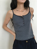 Kasumi Stripe Color Matching Button Sleeveless
