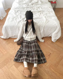 Bame Punching Collar Wool Knit Long Sleeve Cardigan