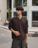 Rico Ribbed Cut-out Henley Neck Knit