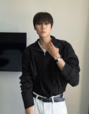 Cable long sleeve knit half zip up ver