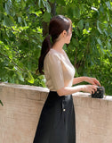 Alia Shirring Rib Short Sleeve Knitwear