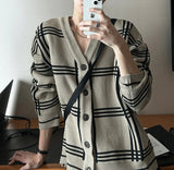 Check Oversized Fit Cardigan