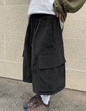 Corody Banding String Corduroy Cargo Bermuda Pants