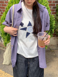 [unisex] Nayuhi Purple Short Sleeve Check Shirt