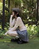 Kiving See-Through U-Neck Cosmos Flower Long Sleeve T-Shirt