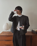 Objet Wool Check Round Jacket