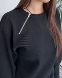 Renid Waffle Zipper Long Sleeve Tee