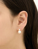 H Edition Silver (Y) Moissanite Pearl One-Touch Earrings 10mm