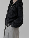Cable Two-Way Knit Hood Zip-Up