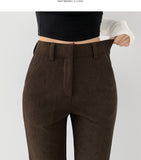 Corduroy Brushed Long Bootcut Banding Pants