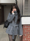 [2oz Quilting] Fila High Neck Wool Belt Half Coat