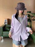 Gelato Summer Boxy See-through Hood Long Sleeve Shirt Cardigan