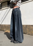 [A/M] Cont Washing Side Pintuck Snap Wide Pants