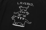 Layered Cat Embroidered Sweatshirt