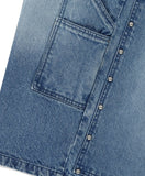 STUD DOUBLE KNEE DENIM SHORT