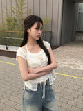[Fake Layered] Mimi Layered Halter Lace T-shirt