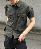 Washing Khaki Crop Shirt