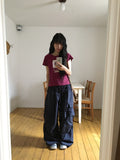 [unisex] Bene Nylon Cargo Parachute Banding Wide Pants