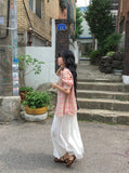 Toui Check Three Quarter Rolled-up Loose Fit Shirt