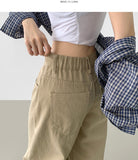 Curv cut line mega balloon fit banding cotton pants